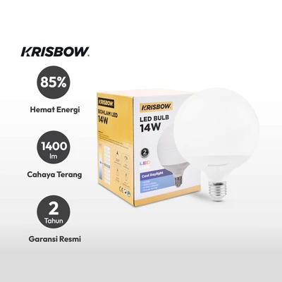 Gambar Krisbow Lumi Bohlam LED Globe 14 Watt 1400 Lumen Cool Daylight E27 G120 - Putih