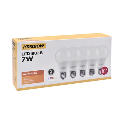 Gambar Krisbow Set 5 Pcs Lumi Bohlam Led 7 Watt - Warm White