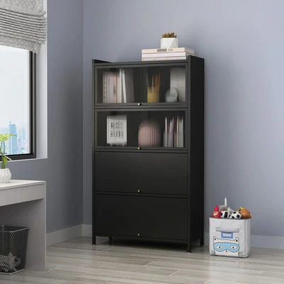 Gambar Stora Kabinet Kantor Metal 5 Tingkat Dengan 4 Pintu - Hitam