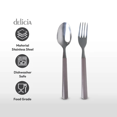 Gambar Delicia Alat Makan Set 12 pcs - Abu-Abu