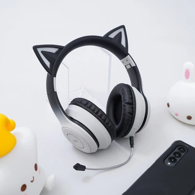 Gambar Ataru Headphone Bluetooth Cat Bt029c - Hitam/putih