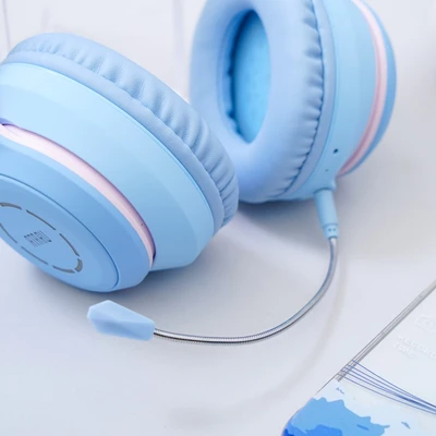 Gambar Ataru Headphone Bluetooth Cat Btc029c - Biru/pink