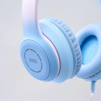 Gambar Ataru Headphone Bluetooth Cat Btc029c - Biru/pink