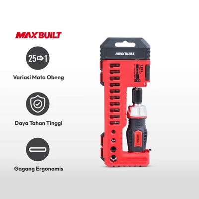 Gambar Maxbuilt Obeng Ratchet Extension Set 25 pcs - Merah/Hitam