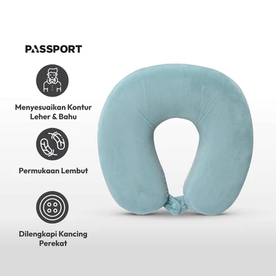 Gambar Passport Bantal Leher Travel - Cokelat/hijau Mint