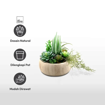 Gambar Arthome Tanaman Artifisial Succulent Mix-e In Shaw Pot