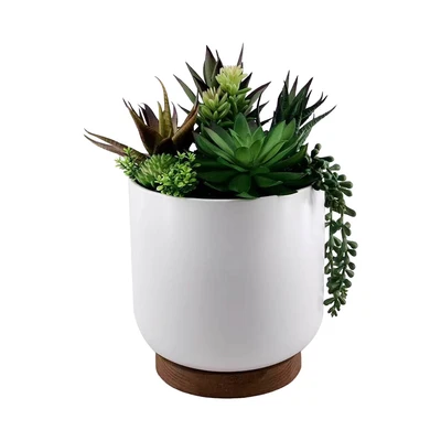 Gambar Arthome Tanaman Artifisial Succulent Mix Dengan Pot 17x17x27 cm - Putih