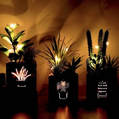 Gambar Arthome Tanaman Artifisial Succulent Dengan Light Set-a In Shaw Pot