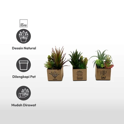 Gambar Arthome Tanaman Artifisial Succulent Dengan Light Set-a In Shaw Pot