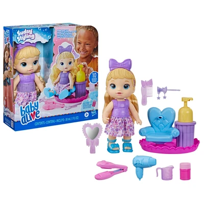 Gambar Baby Alive Set Boneka Bayi Sudsy Styling Blonde Hair F5112