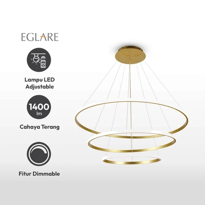 Gambar Eglare Circulo Lampu Gantung Hias LED 3 Dimmable - Gold