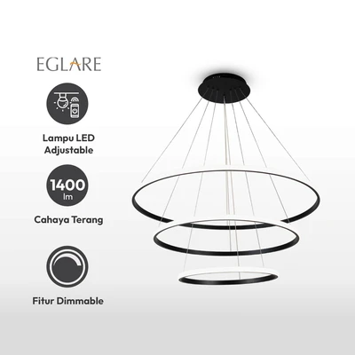 Gambar Eglare Circulo Lampu Gantung Hias LED Dimmable - Hitam