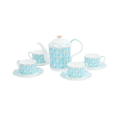Gambar Appetite Kaiya Teko & Cangkir Teh Keramik Dengan Saucer Set 9 Pcs - Biru