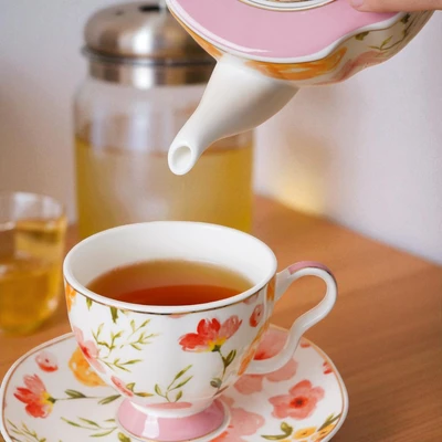 Gambar Appetite Seika Teko & Cangkir Teh Bone China Dengan Saucer Set 5 Pcs - Pink