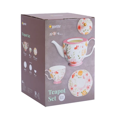 Gambar Appetite Seika Teko & Cangkir Teh Bone China Dengan Saucer Set 5 Pcs - Pink