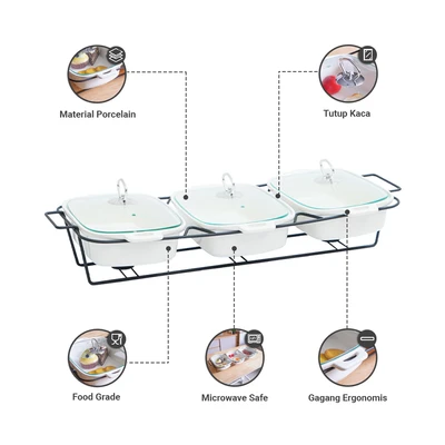 Gambar Appetite Panci Casserole Dengan Rak Set 3 pcs