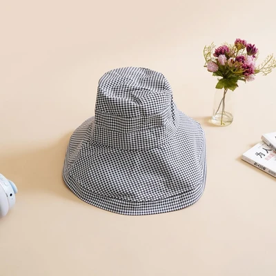 Gambar Ataru Topi Bucket Wide Brim Gingham - Hitam