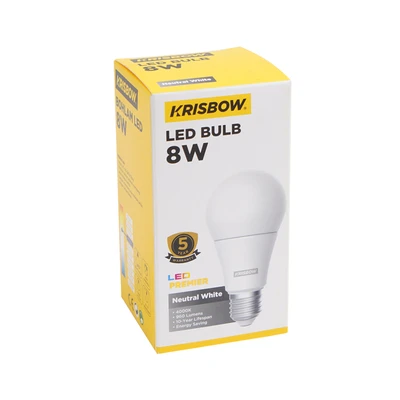 Gambar Krisbow Premier Bohlam LED 8 Watt 960 Lumen Natural White E27 - Putih