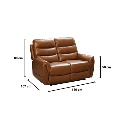 Gambar Ferrara Brownsville Sofa Recliner Kulit 2 Seater - Cokelat