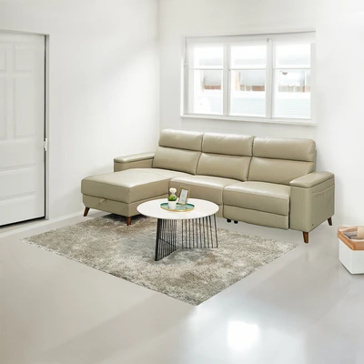 Gambar Ferrara Sevilla Sofa Sudut Recliner Kulit Kiri - Abu-Abu