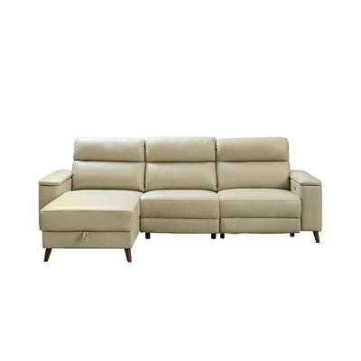 Gambar Ferrara Sevilla Sofa Sudut Recliner Kulit Kiri - Abu-Abu