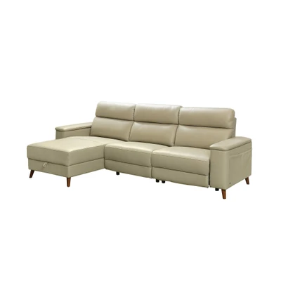 Gambar Ferrara Sevilla Sofa Sudut Recliner Kulit Kiri - Abu-Abu