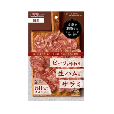 Gambar DoggyMan Camilan Anjing All Life Stages Beef Salami Slices 70 gr
