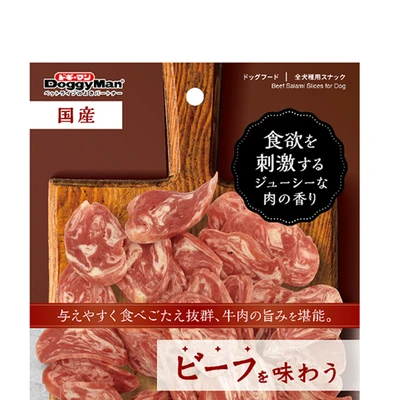 Gambar DoggyMan Camilan Anjing All Life Stages Beef Salami Slices 70 gr