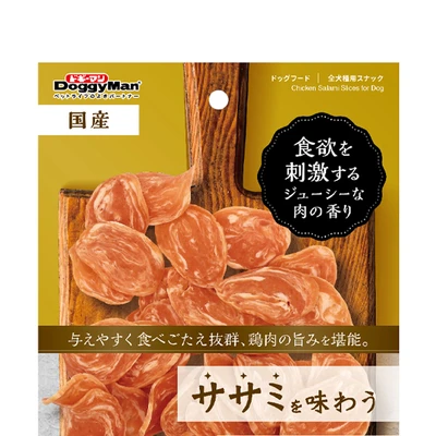 Gambar DoggyMan Camilan Anjing All Life Stages Chicken Salami Slices 70 gr