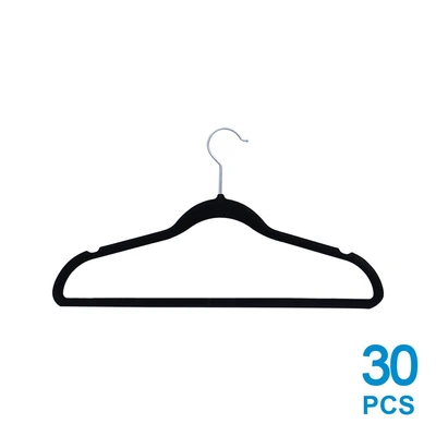 Gambar Informa Hanger Baju Velvet Slim Dengan Notch 41.5 cm Set 30 pcs - Hitam