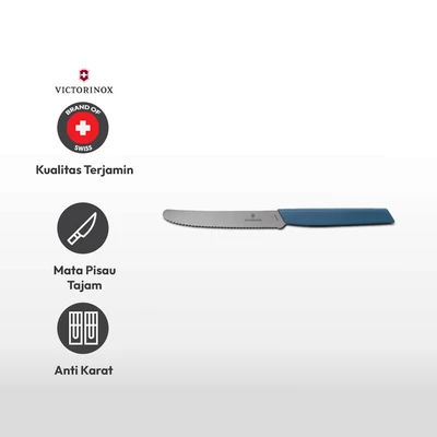 Gambar Victorinox Swiss Modern Pisau Paring Gerigi 11 cm - Biru