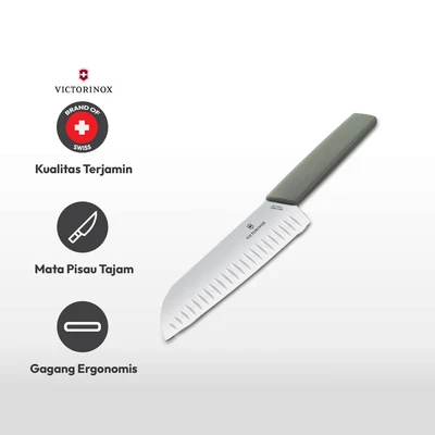 Gambar Victorinox Swiss Modern Pisau Santoku 17 cm - Abu-Abu