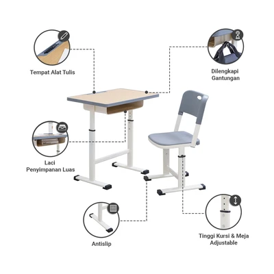 Gambar Informa Jobb Set Meja & Kursi Sekolah - Cokelat Beech