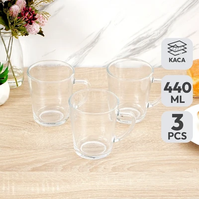 Gambar Appetite Genri Gelas Kaca 440 ml Set 3 Pcs Transparan