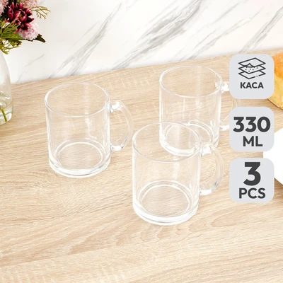 Gambar Appetite Garon Gelas Kaca 350 ml Set 3 Pcs Transparan