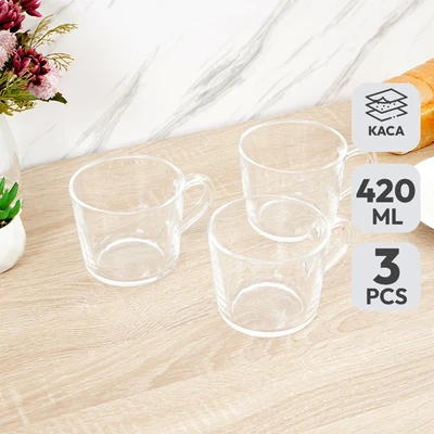 Gambar Appetite Ginnan Gelas Kaca 420 ml Set 3 Pcs Transparan