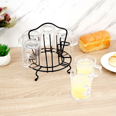 Gambar Appetite Jinzei Gelas Kaca Dengan Rak 260 ml Set 6 Pcs Transparan