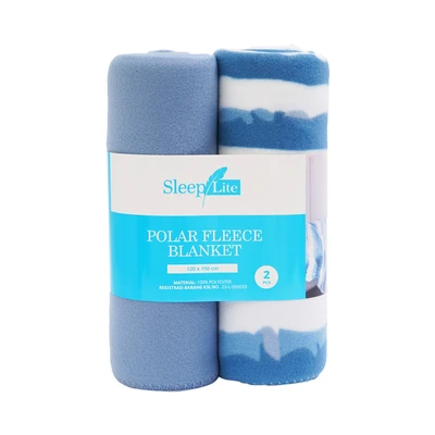 Gambar Sleeplite 120x150 Cm Set 2 Pcs Selimut Polar Fleece - Biru