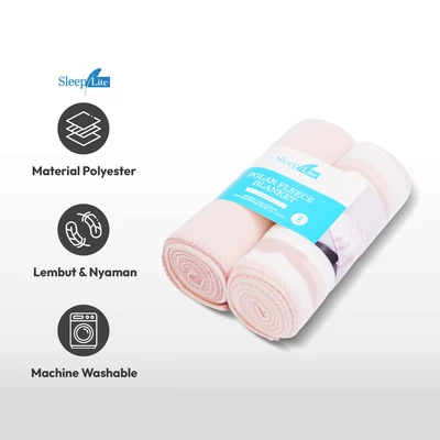 Gambar Sleeplite 120x150 Cm Set 2 Pcs Selimut Polar Fleece - Pink