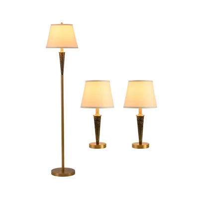 Gambar Eglare Set 3 Pcs Cassie Lampu Meja & Lampu Lantai Marble - Brass