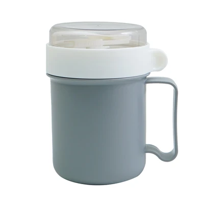 Gambar Ataru 500 Ml Wadah Makanan Cylinder - Putih/abu-abu