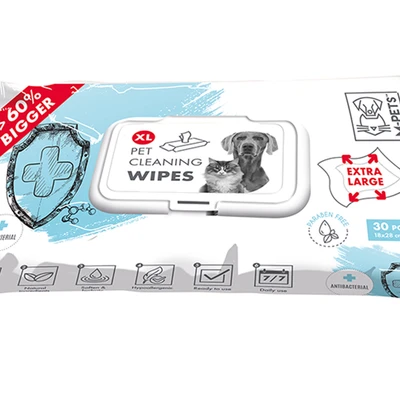 Gambar M-Pets Tisu Basah Anjing & Kucing Hewan Antibacterial Ukuran XL 28x18 cm