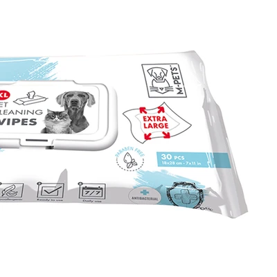 Gambar M-Pets Tisu Basah Anjing & Kucing Hewan Antibacterial Ukuran XL 28x18 cm