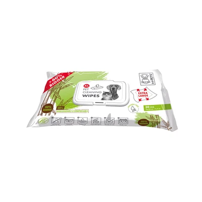 Gambar M-Pets Tisu Basah Anjing & Kucing Bambo Ukuran XL 28x18 cm