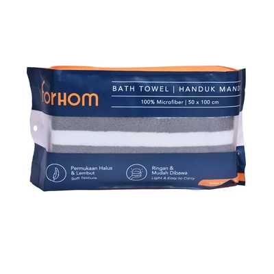 Gambar Forhom 50x100 cm Handuk Travel Microfiber - Abu-Abu