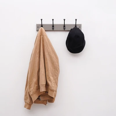 Gambar Stora Gantungan Pakaian Dinding 4 Hooks 45x7x7 cm - Abu-Abu French