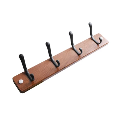 Gambar Stora Gantungan Pakaian Dinding 4 Hooks 45x7x8 cm - Cokelat Walnut