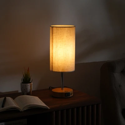 Gambar Informa Felton Lampu Meja E27 - Kayu/Krem