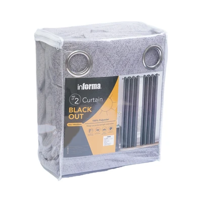 Gambar Informa Gorden Blackout Jacquard Geo 140x250 cm - Abu-Abu