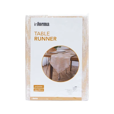 Gambar Informa Table Runner Polyester Jacquard 33x180 cm - Krem Taupe